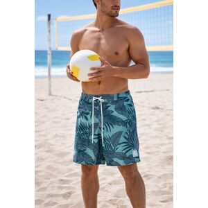 American Eagle Board Shorts XXL Tropical Print Swim Trunks Blue Drawstring AE #9